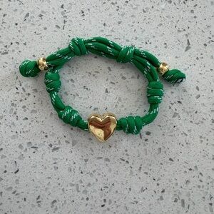 BaubleBar Bracelet Chic Green Bracelet with Gold Heart Charm